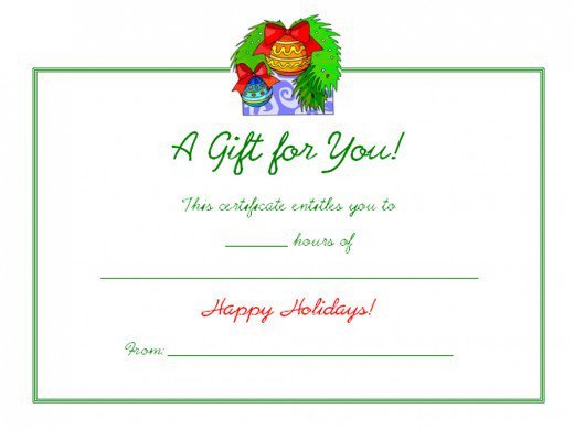 Printable Christmas Gift Certificates Free Holiday Gift Certificates Templates to Print