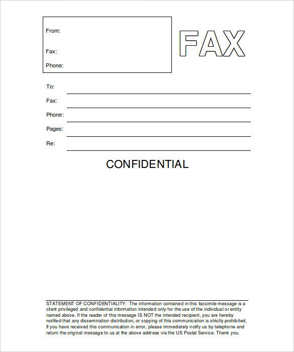 Printable Confidential Cover Sheet 12 Free Fax Cover Sheet Templates – Free Sample Example