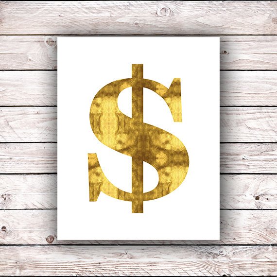 Printable Dollar Signs Dollar Sign Printable Wall Art Print Faux Gold Foil Printable