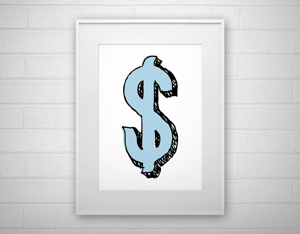 Printable Dollar Signs Typography Art Print Dollar Sign Letter Poster by