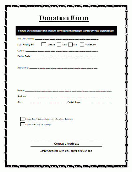 Printable Donation form Template 36 Free Donation form Templates In Word Excel Pdf