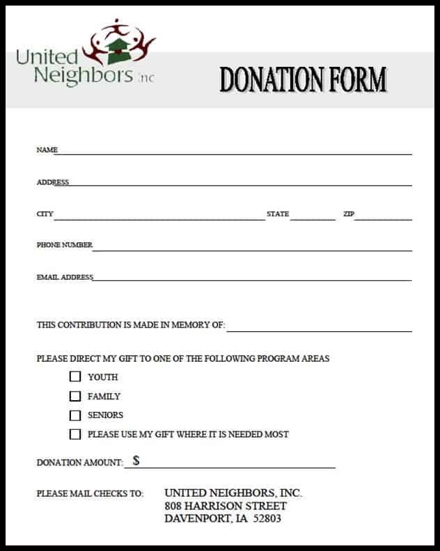 Printable Donation form Template 36 Free Donation form Templates In Word Excel Pdf