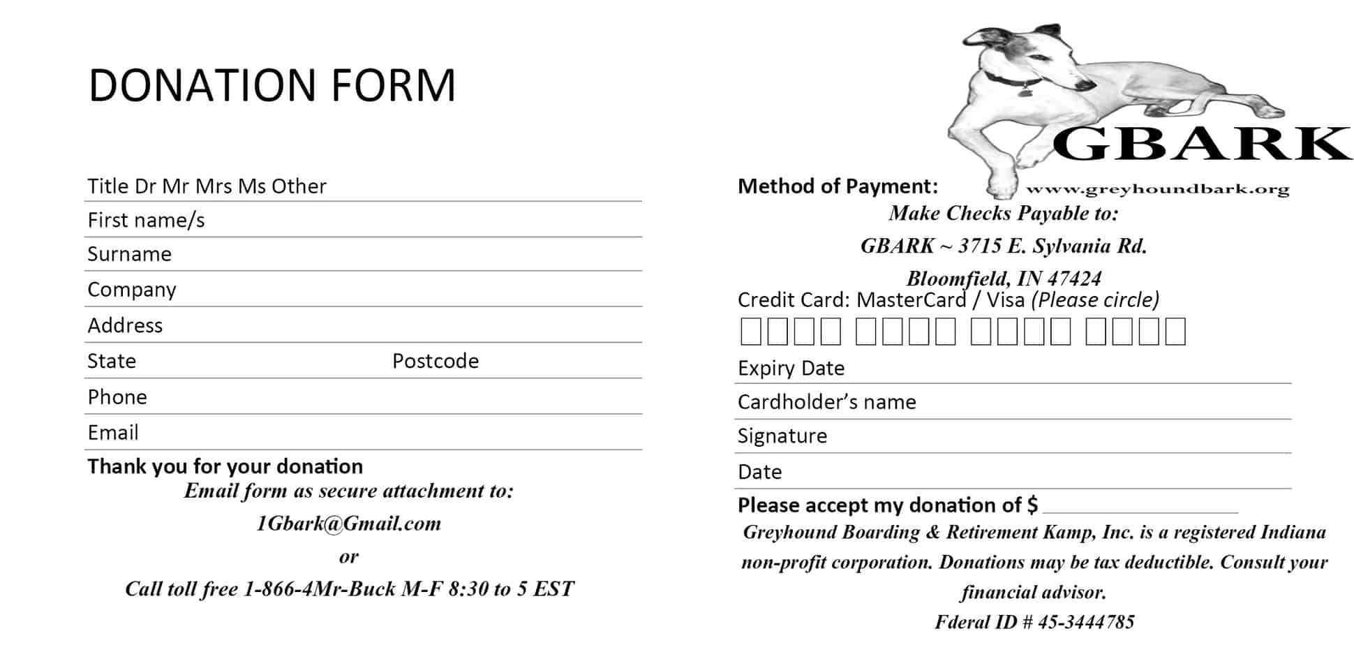 Printable Donation form Template 6 Donation form Templates Excel Pdf formats