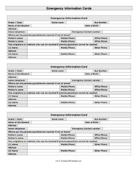 Printable Emergency Card Template Blizzard Preparedness Checklist Emergency Information