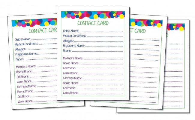Printable Emergency Card Template Contact Card with Emergency and Medical Information Free