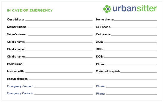 Printable Emergency Card Template Free Printable Emergency Contacts Card to Leave with the