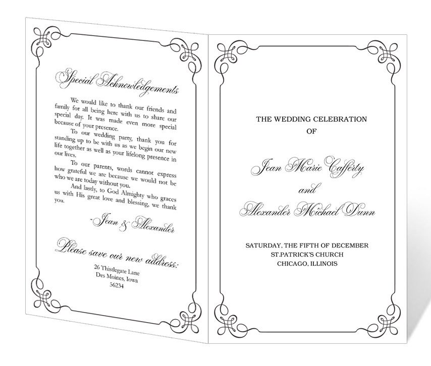 Printable event Program Template Wedding Program Template Printable Instant Download