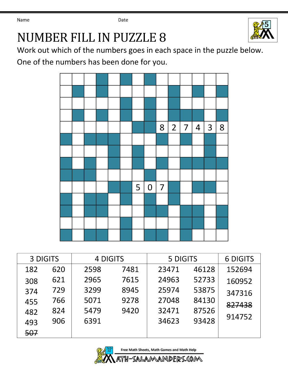 Printable Fill In Puzzle Number Fill In Puzzles