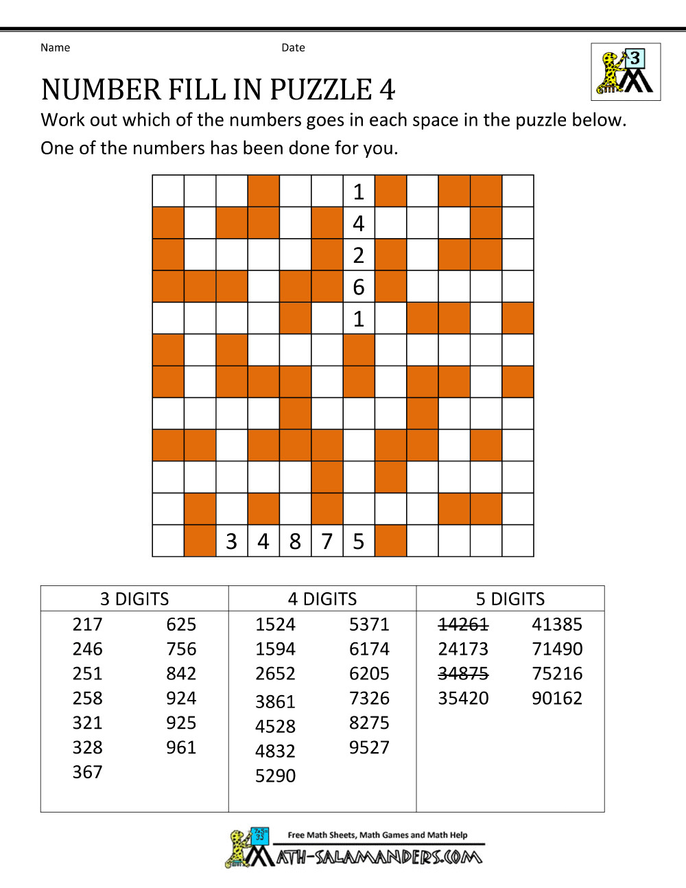 Printable Fill In Puzzle Number Fill In Puzzles