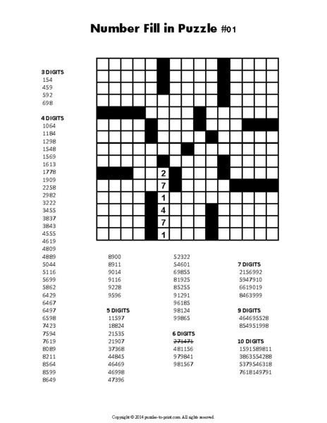 Printable Fill In Puzzle Number Fill In Puzzles Volume 1 Printable Pdf – Puzzles