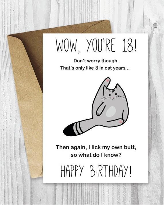 Printable Funny Birthday Card 18th Birthday Printable Cards Printable Funny Birthday by