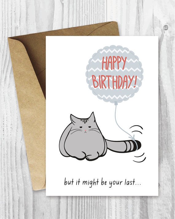 Printable Funny Birthday Card Birthday Card Printable Birthday Card Funny Cat Birthday