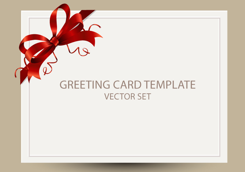 Printable Greetings Cards Templates Freebie Greeting Card Templates with Red Bow – Ai Eps