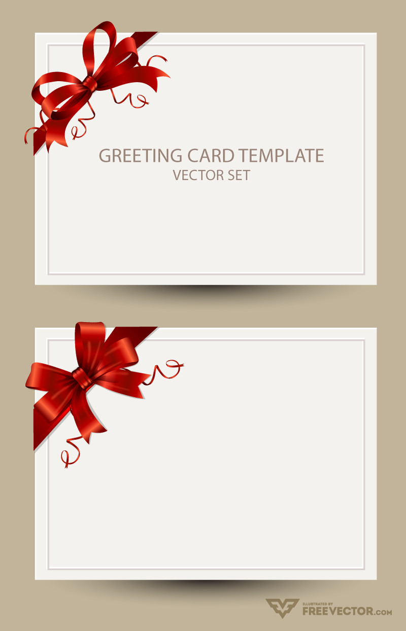 Printable Greetings Cards Templates Freebie Greeting Card Templates with Red Bow – Ai Eps