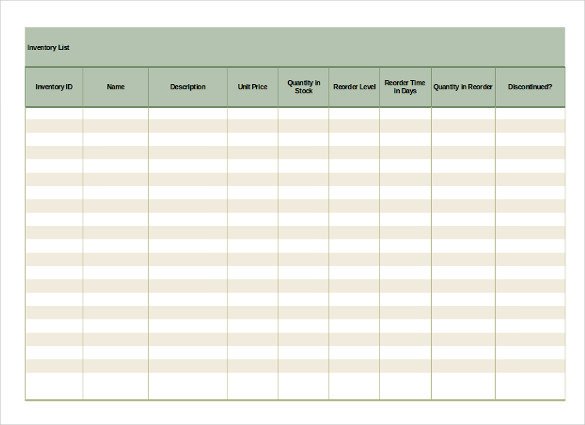 Printable Inventory List Template 16 Inventory List Templates – Free Sample Example