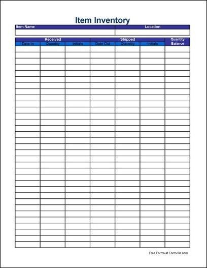 Printable Inventory List Template Free Printable Inventory Sheets