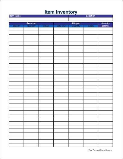 Printable Inventory List Template Free Printable Inventory Sheets