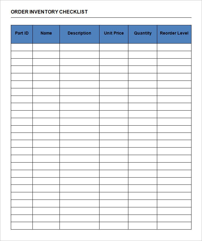 Printable Inventory List Template Inventory Checklist Template 26 Free Word Excel Pdf