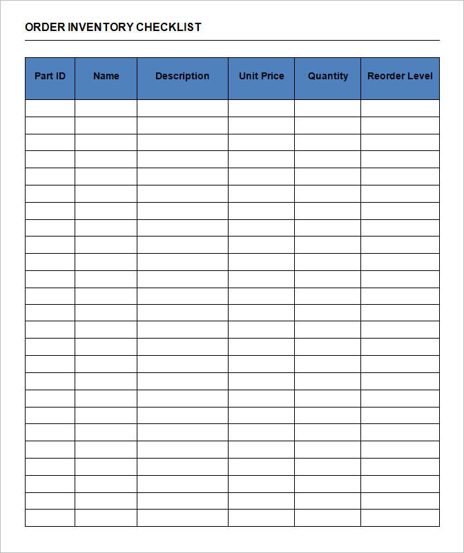 Printable Inventory List Template Inventory Checklist Template 26 Free Word Excel Pdf