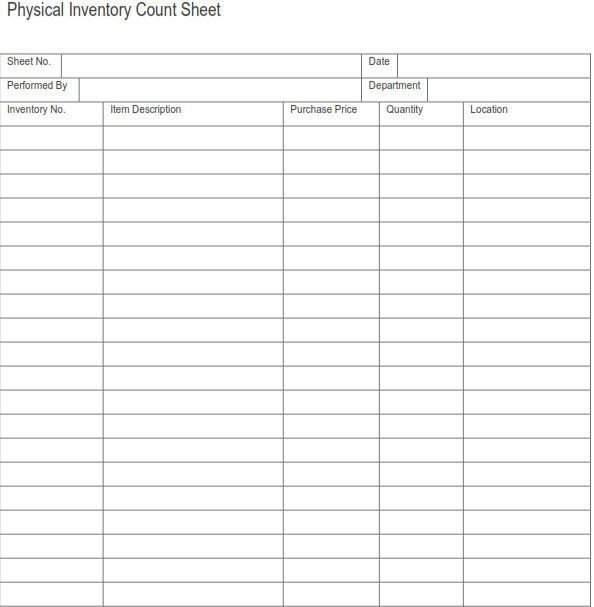 Printable Inventory List Template Printable Pdf Physical Inventory Count Sheet