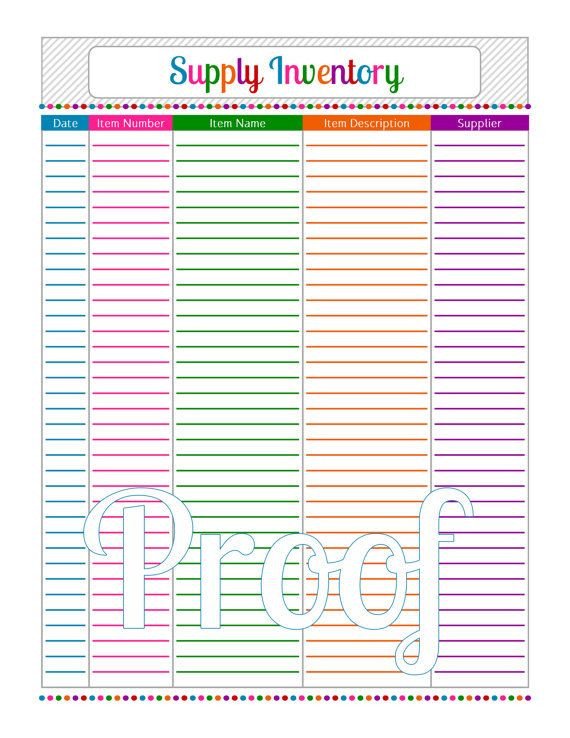 Printable Inventory List Template Supply Inventory • Instant Download Pdf Printable