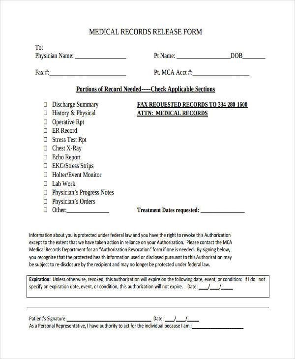 Printable Medical Release form Free Medical form