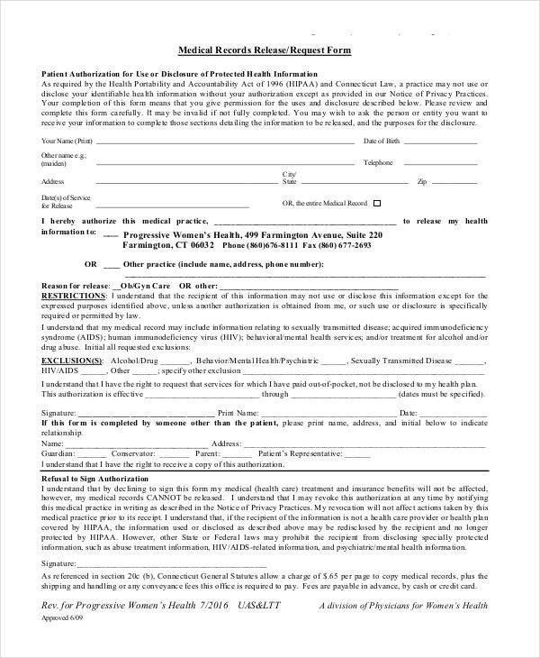 Printable Medical Release form Medical Release forms