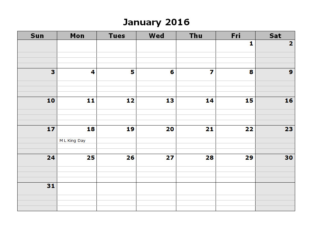 Printable Monthly Calendar Template 2016 Monthly Calendar Template 08 Free Printable Templates