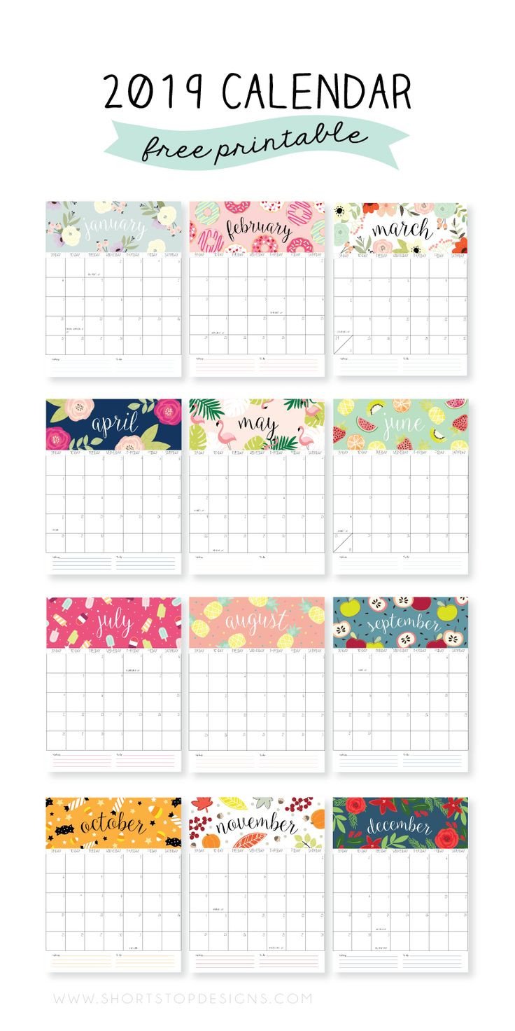 Printable Monthly Calendar Template 2019 Printable Calendar Craft