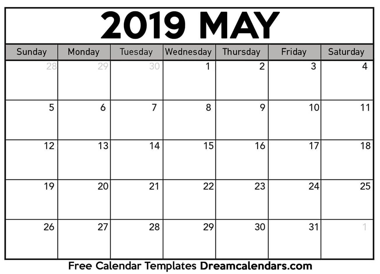 Printable Monthly Calendar Template Printable Blank May 2019 Calendar On We Heart It