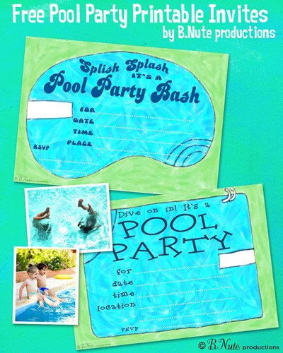 Printable Pool Party Invitations Bnute Productions Free Printable Pool Party Invitations