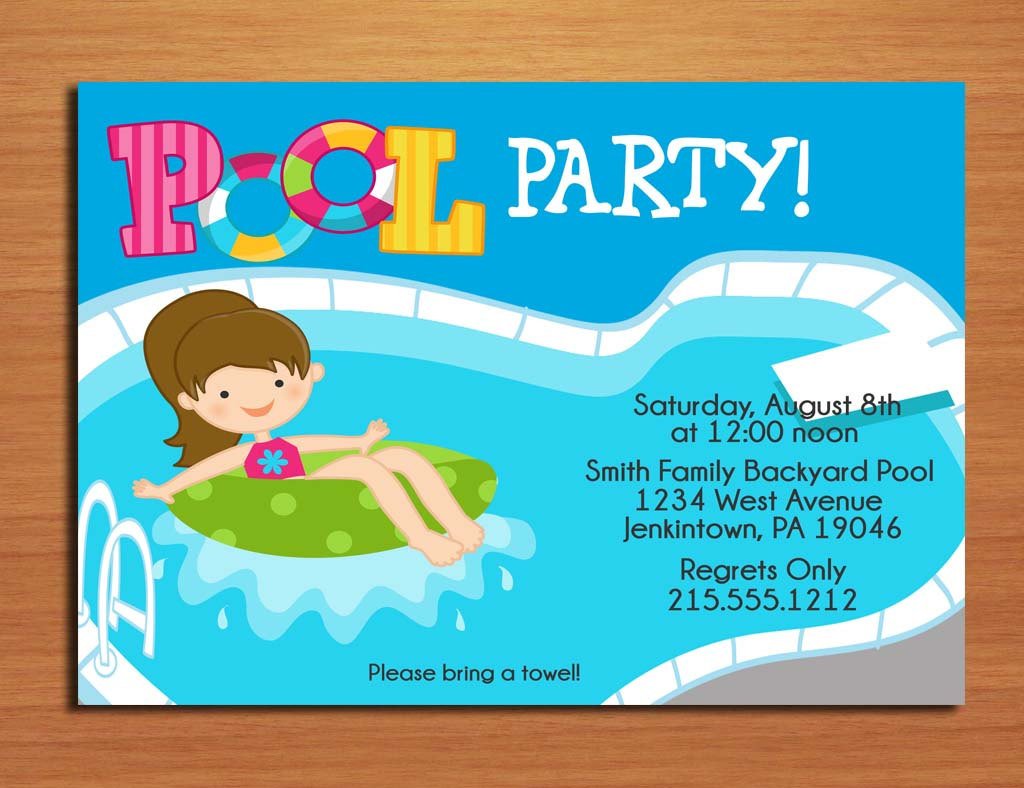 Printable Pool Party Invitations Free Printable Birthday Pool Party Invitations