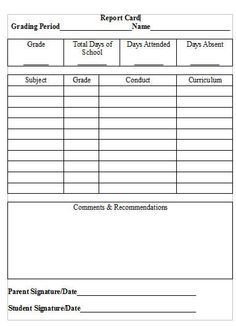 Printable Report Card Template 25 Best Homeschool Grade Cards Images On Pinterest