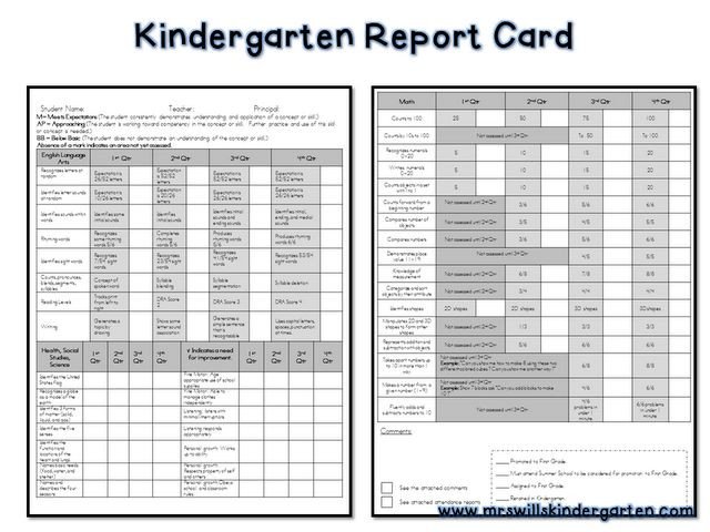Printable Report Card Template Kindergarten Report Card Free