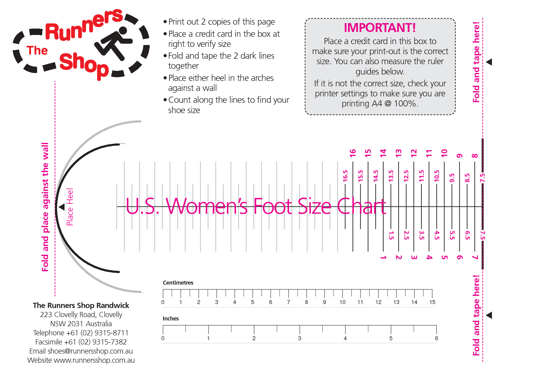 Printable Shoe Size Chart Printable Foot Size Chart Women