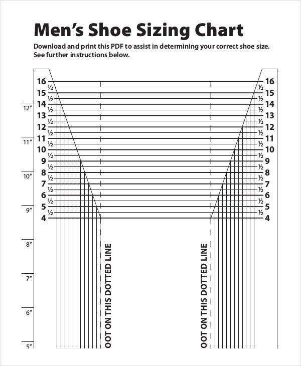 Printable Shoe Size Chart Printable Shoe Size Chart