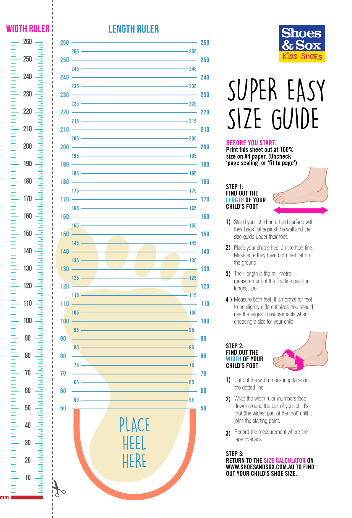 Printable Shoe Size Chart Size Guide Myer Line
