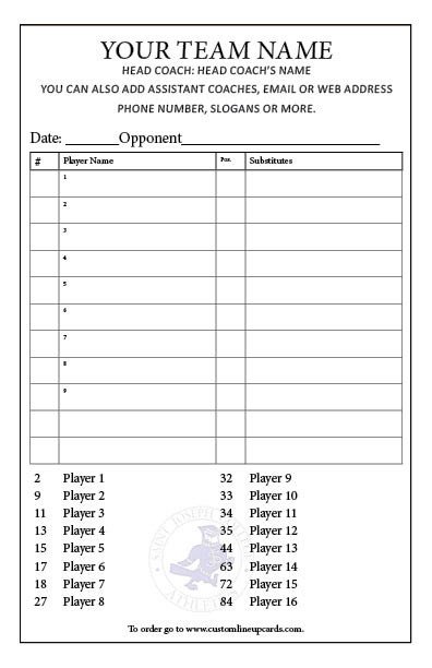 Printable softball Lineup Cards 6 Best Of Free Printable Baseball Roster Free