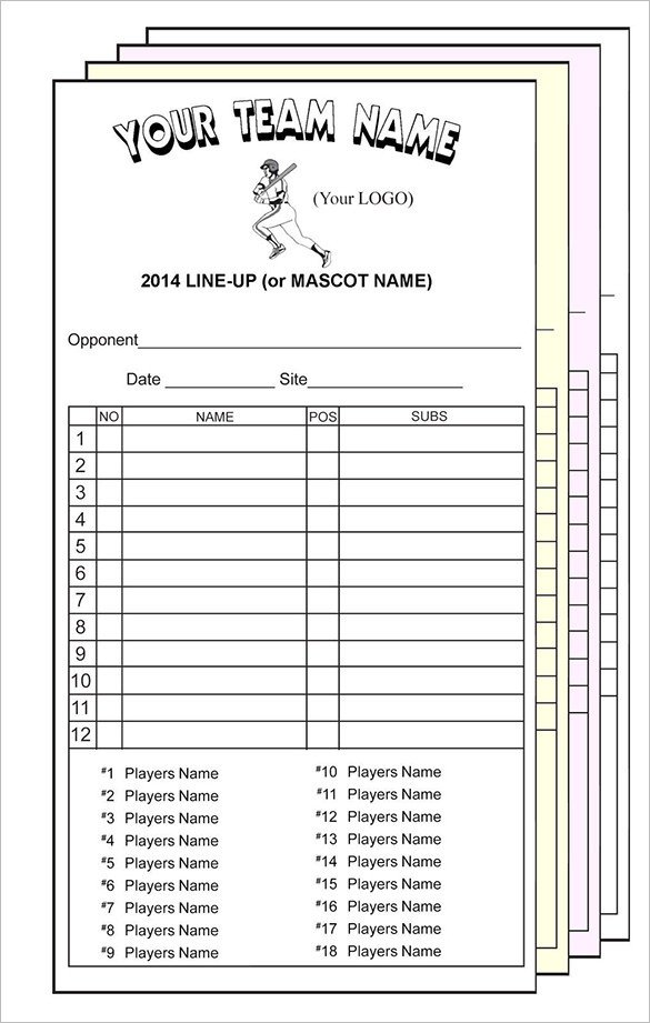 Printable softball Lineup Cards Baseball Lineup Template