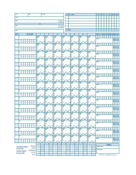 Printable softball Score Sheet 30 Printable Baseball Scoresheet Scorecard Templates