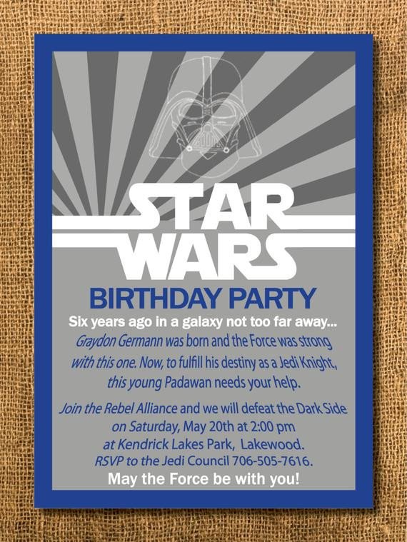 Printable Star Wars Invitation Star Wars Birthday Invitation Printable by Graysgraphicdesigns