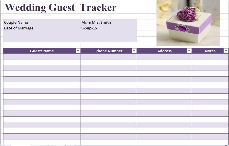 Printable Wedding Guest List 37 Free Beautiful Wedding Guest List &amp; Itinerary Templates