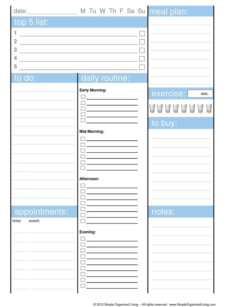 Printable Weekly Planner Template 40 Printable Daily Planner Templates Free Template Lab
