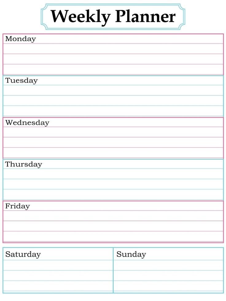 Printable Weekly Planner Template Best 25 Weekly Calendar Template Ideas On Pinterest