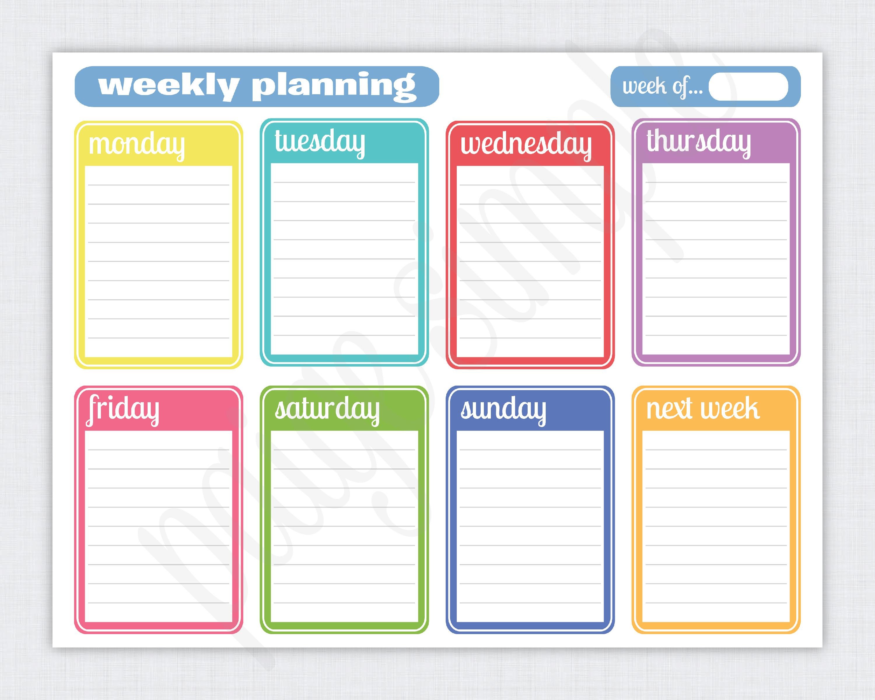 Printable Weekly Planner Template Simple Weekly Planner