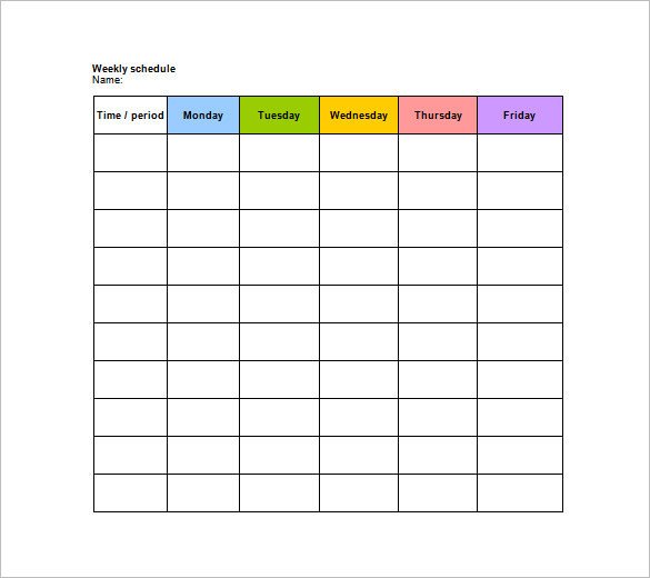 Printable Weekly Schedule Template Blank Schedule Template – 21 Free Word Excel Pdf format