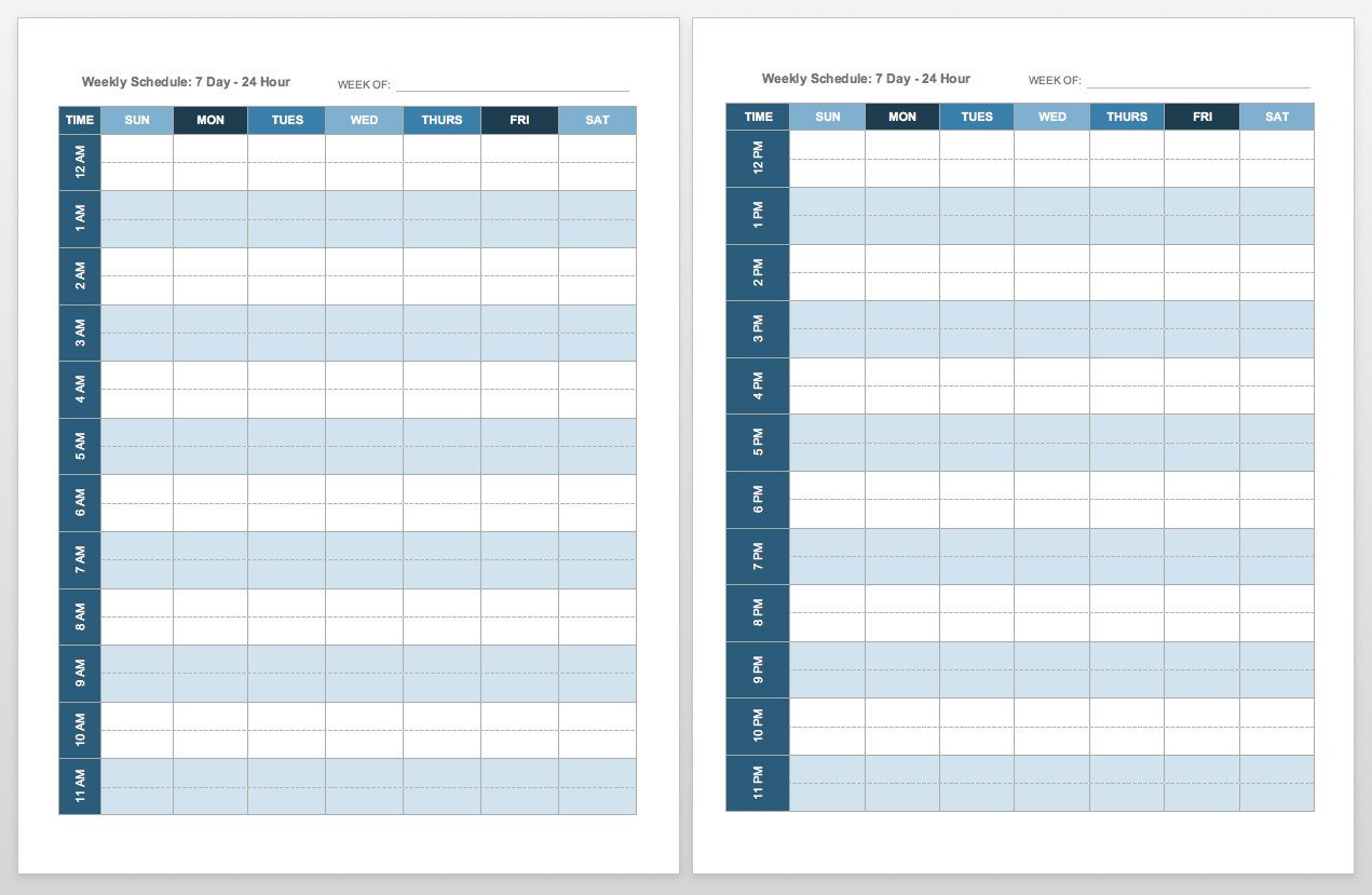 Printable Weekly Schedule Template Free Blank Calendar Templates Smartsheet
