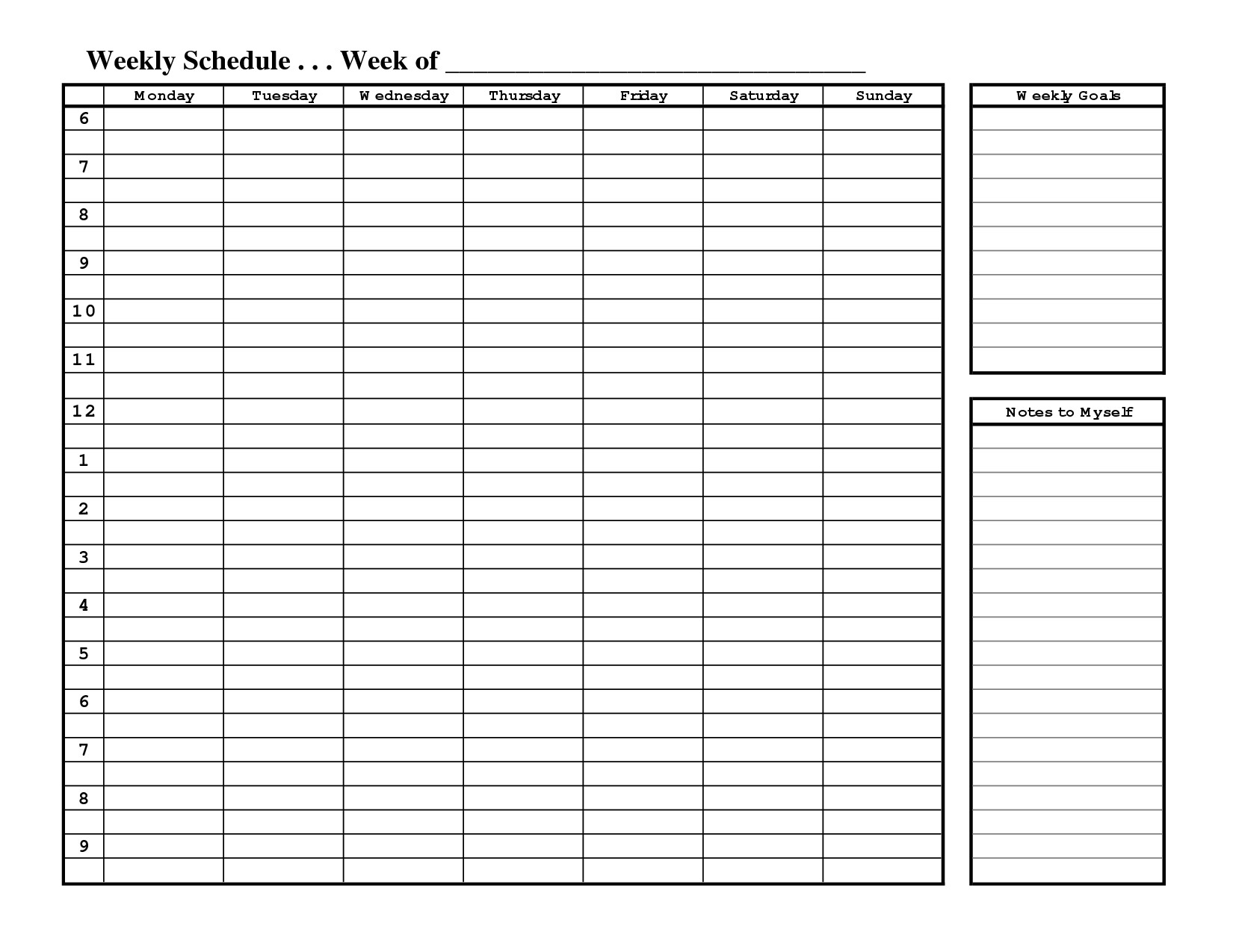 Printable Weekly Schedule Template Free Printable Weekly Schedule Template
