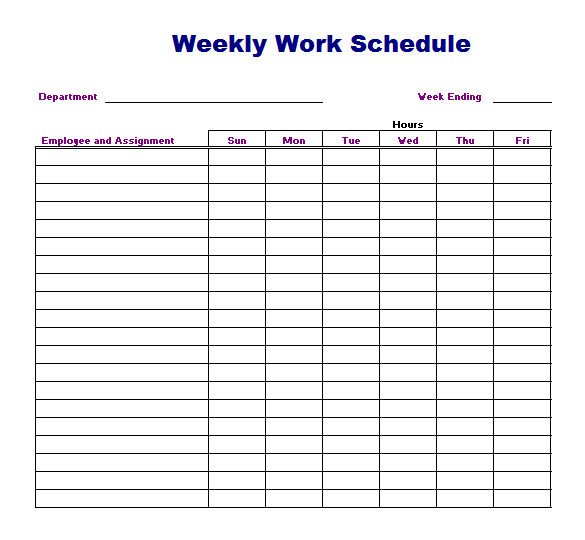 Printable Weekly Schedule Template Weekly Work Schedule Template 8 Free Word Excel Pdf