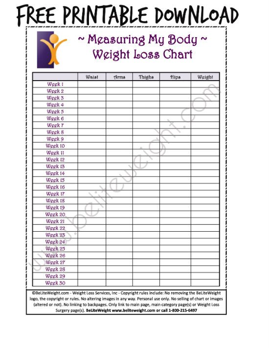 Printable Weight Loss Chart Keeping Track Your Weight Loss Tips &amp; Free Printable